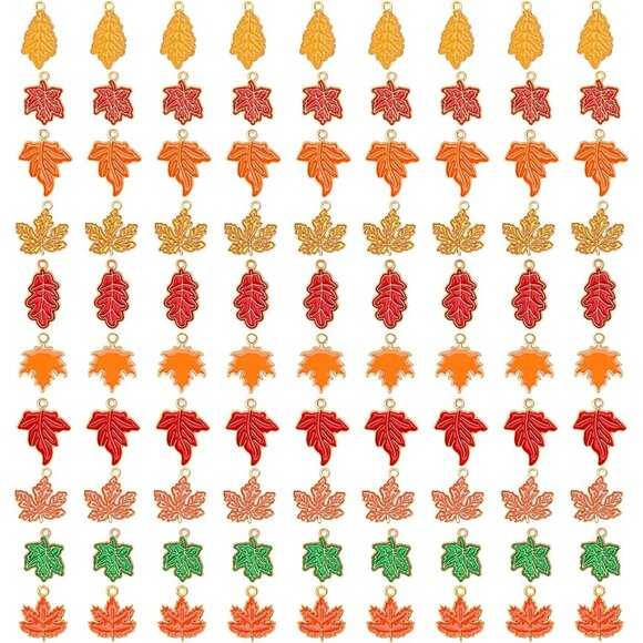 Other - 90 Pcs Fall Charms for Jewelry Making, Thanksgiving Fall Leaf Enamel Charm Autum